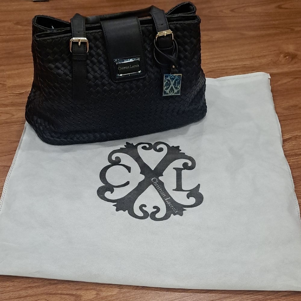 Christian Lacroix Black Woven Satchel